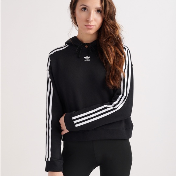 adidas black cropped hoodie women's